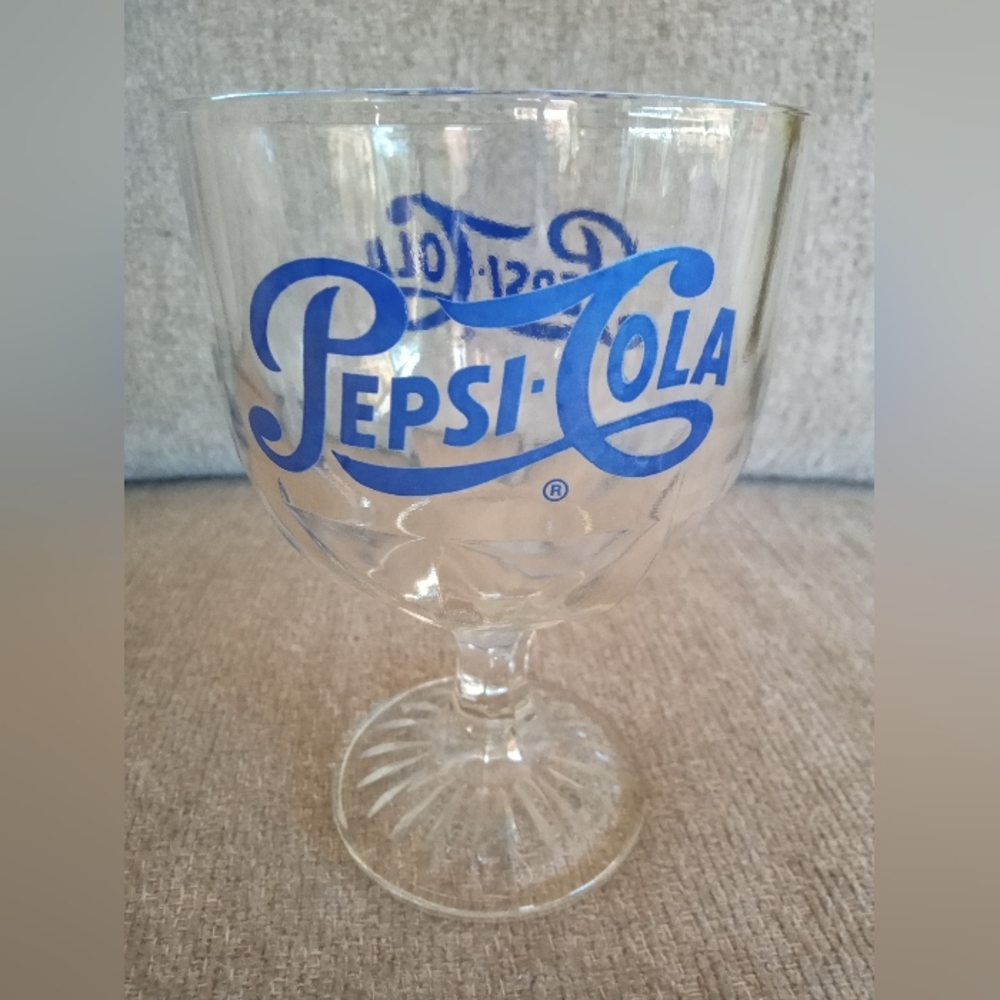 Vintage Pepsi Cola Dimpled Glass Footed Goblet - Picture 11 of 11